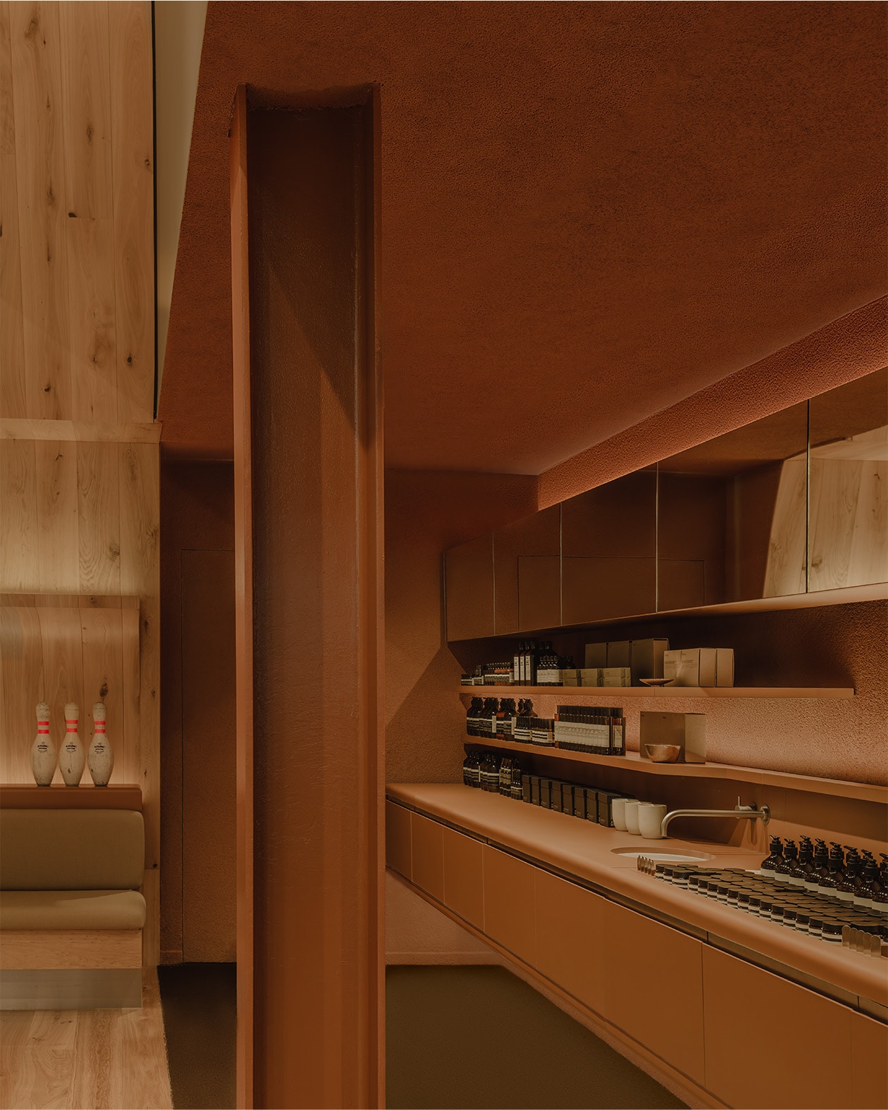 Aesop Bluewater store interior product display shelving.