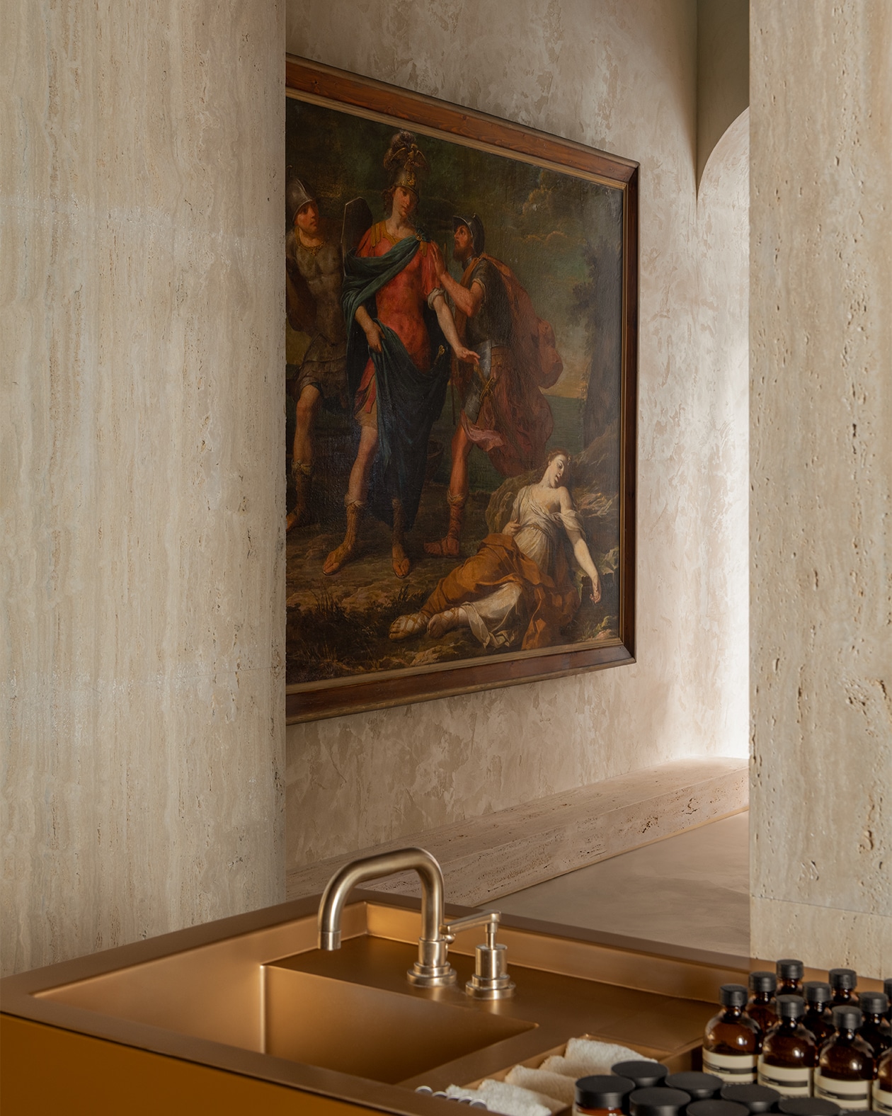 Aesop Via del Corso store interior oil painting above basin