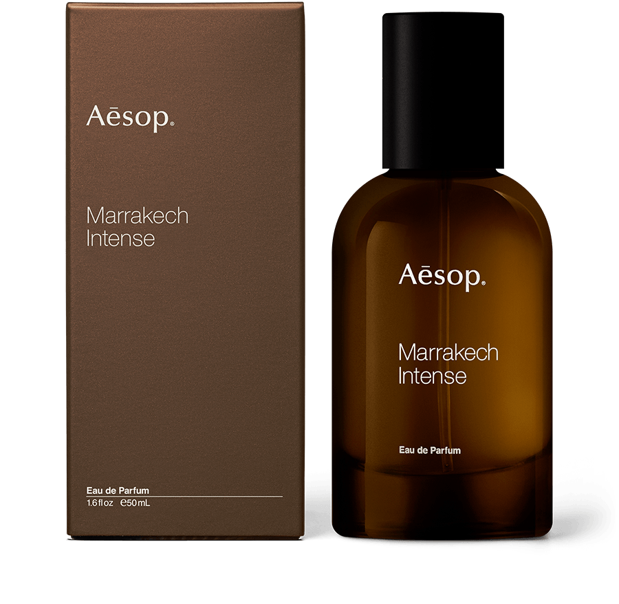 Marrakech Intense Eau de Parfum in amber glass bottle with outer carton 