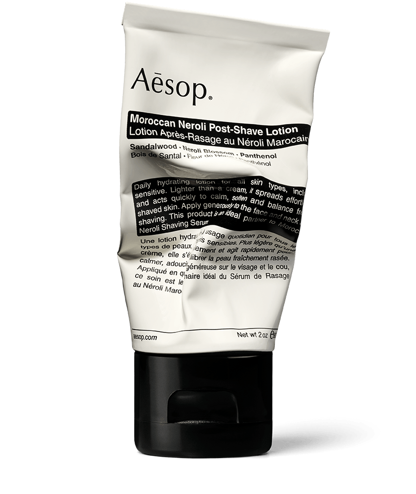 Moroccan Neroli Post-Shave Lotion in aluminium tube