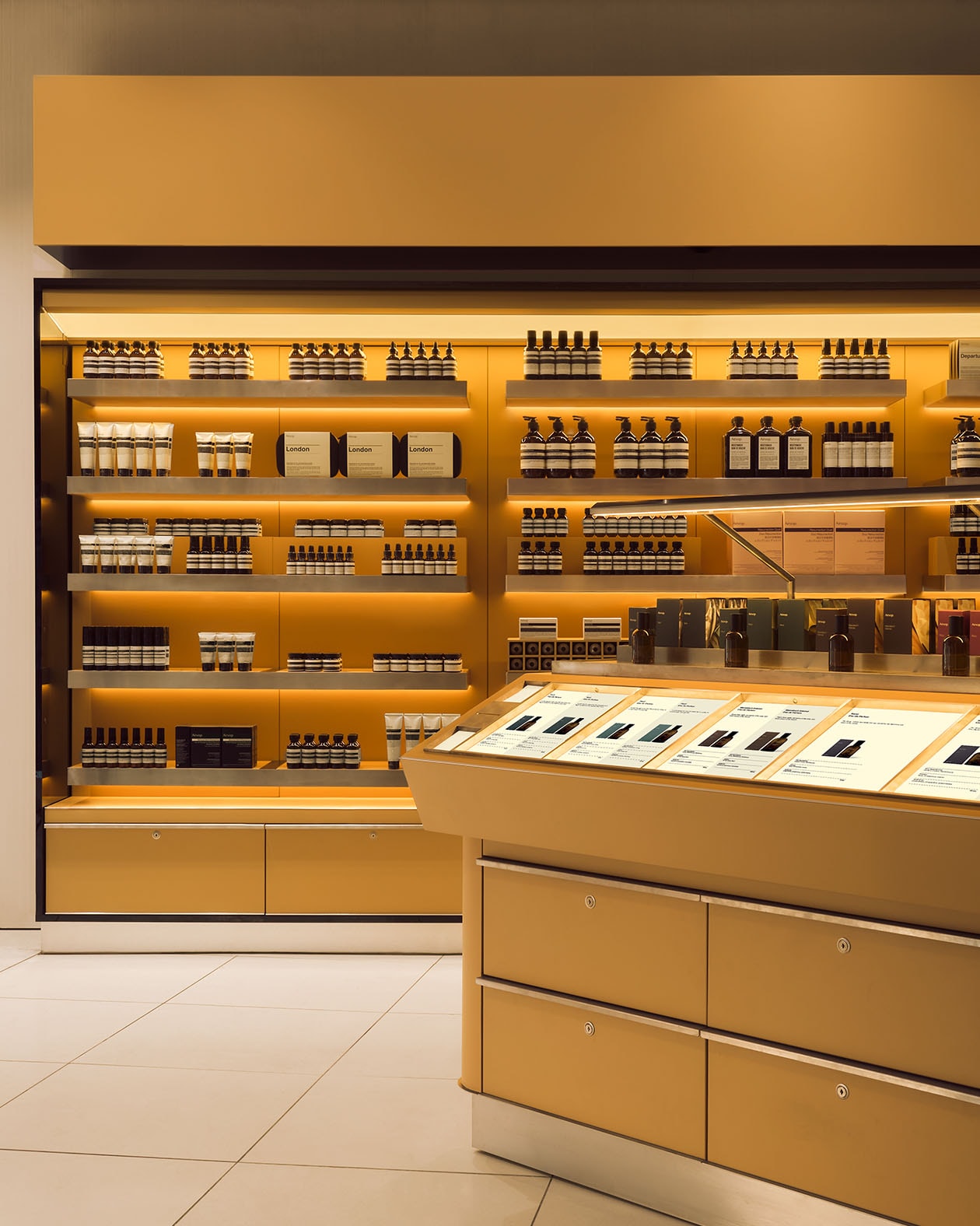 Aesop Heathrow T3 store counter.