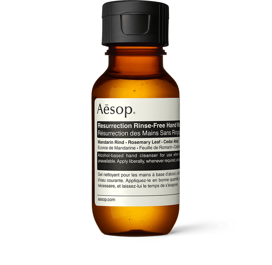 Resurrection Rinse-Free Hand Wash in amber plastic bottle