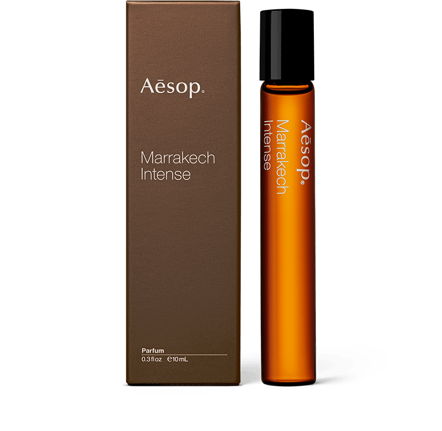 Marrakech Intense Parfum in amber glass bottle with outer carton 