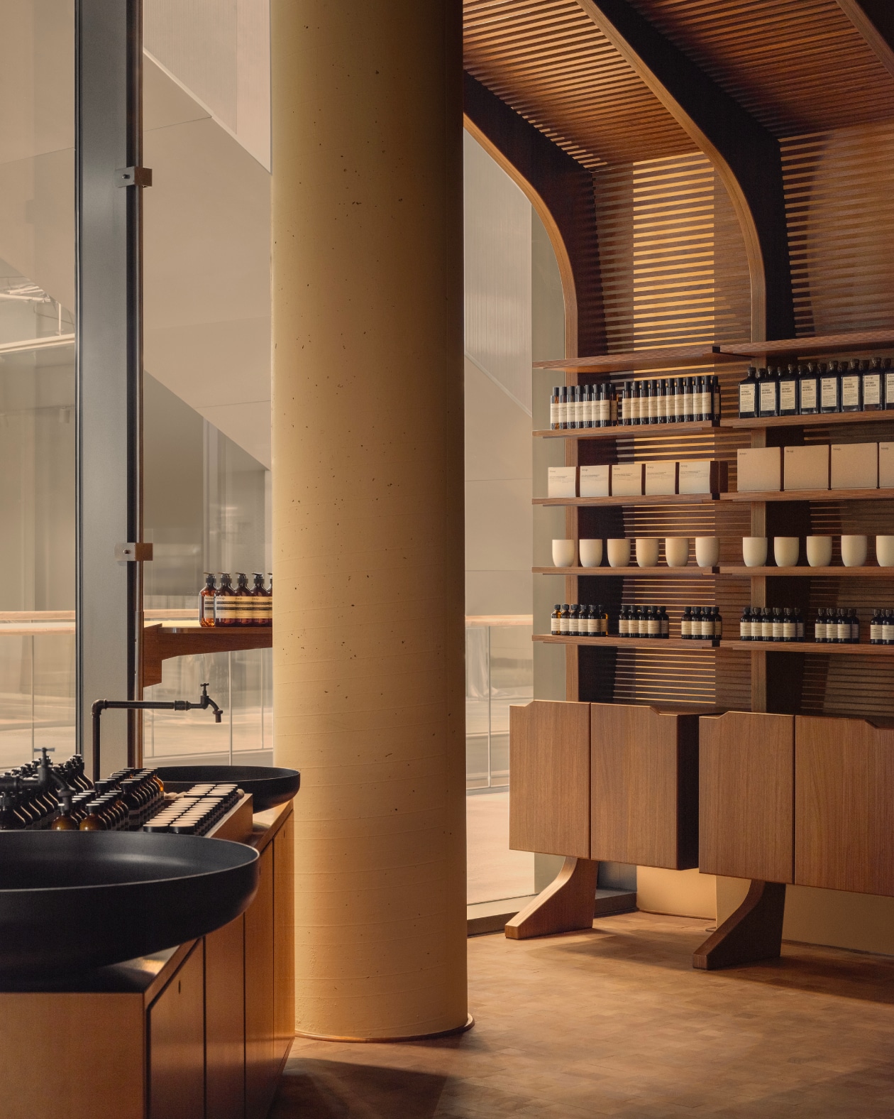 Aesop Überseequartier store interior.