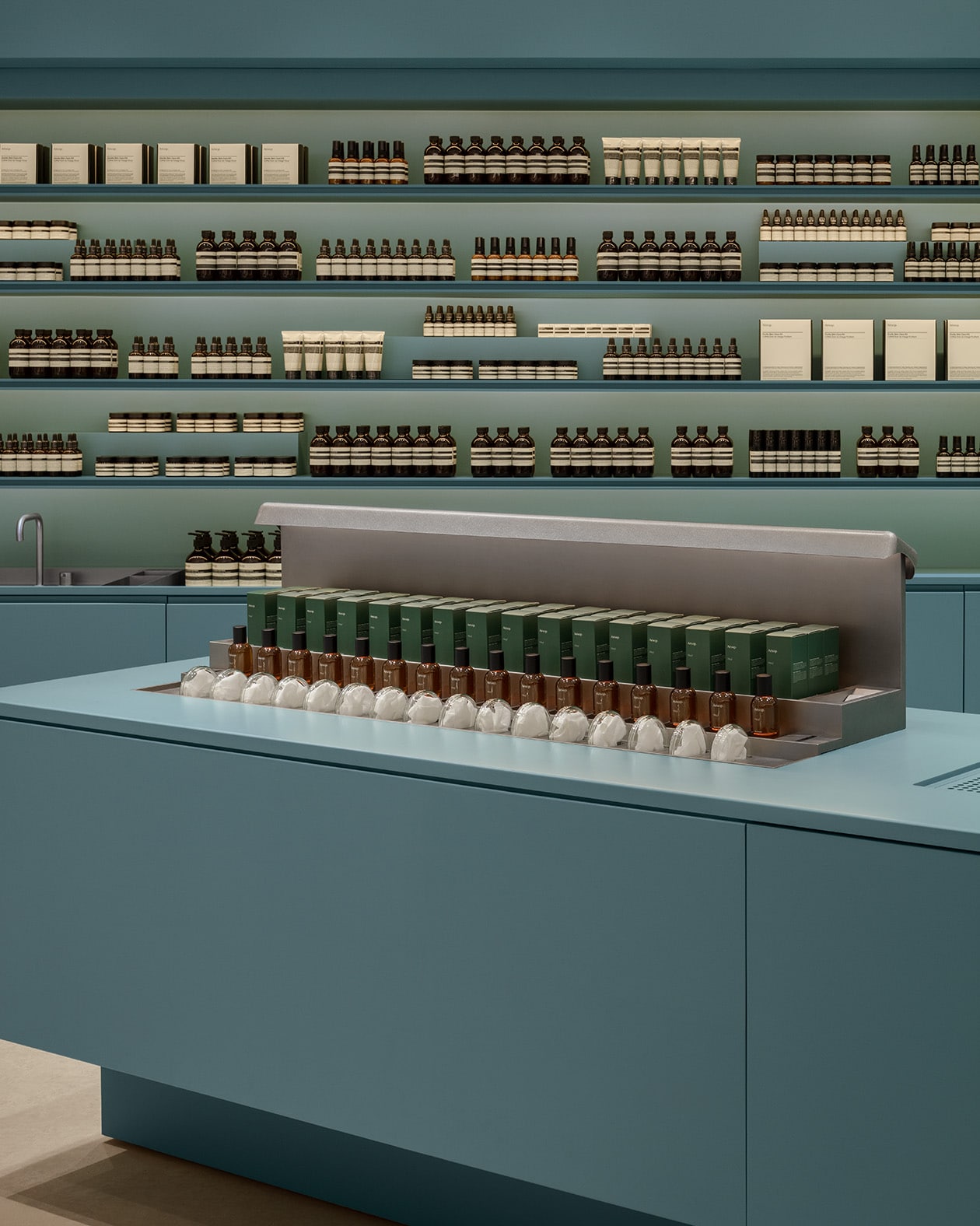 Fufuoka airport store counter showcasing Aesop products