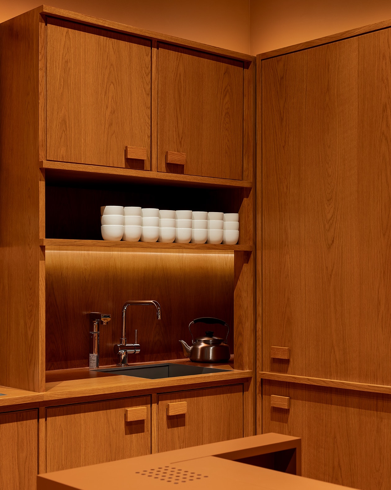 Wooden cabinet with a sink