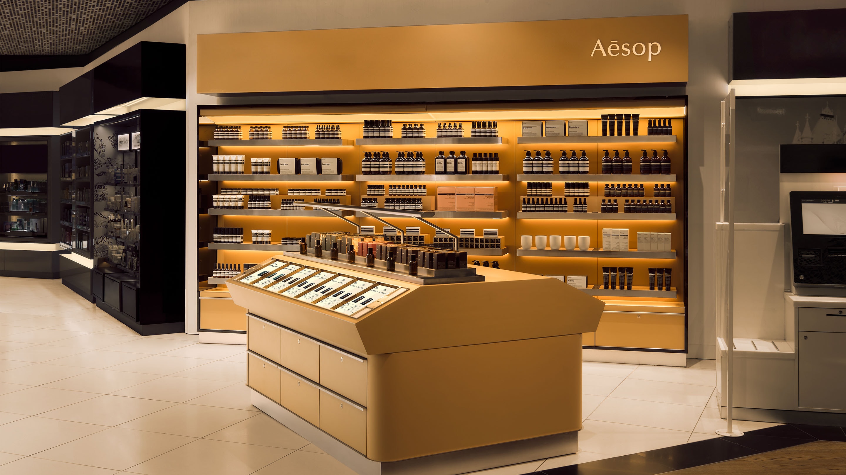Aesop Heathrow T3 store counter