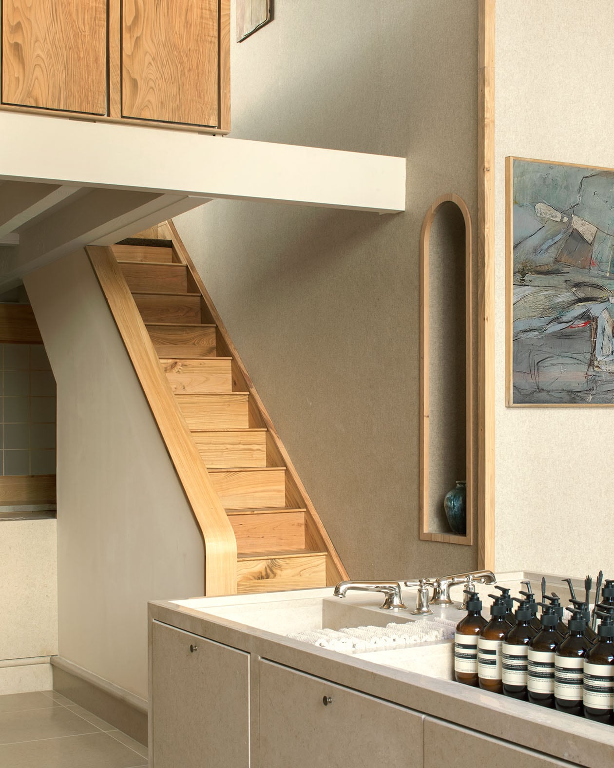 Aesop De Meent store interior staircase.